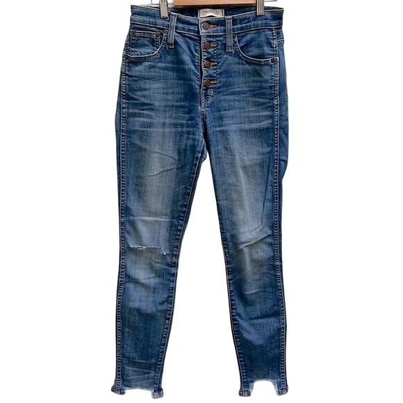 Madewell 10in High-Rise Skinny Chewed Hem Denim Jeans Size 25 - Picture 1 of 16